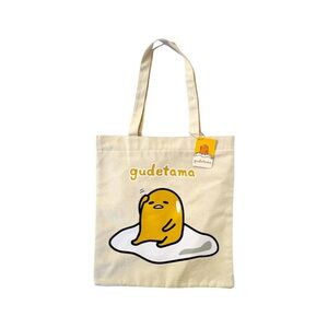 NEW Gudetama Slim Tote Bag Canvas Zipper Bag Sanrio Kawaii Lazy Egg Yolk NWT